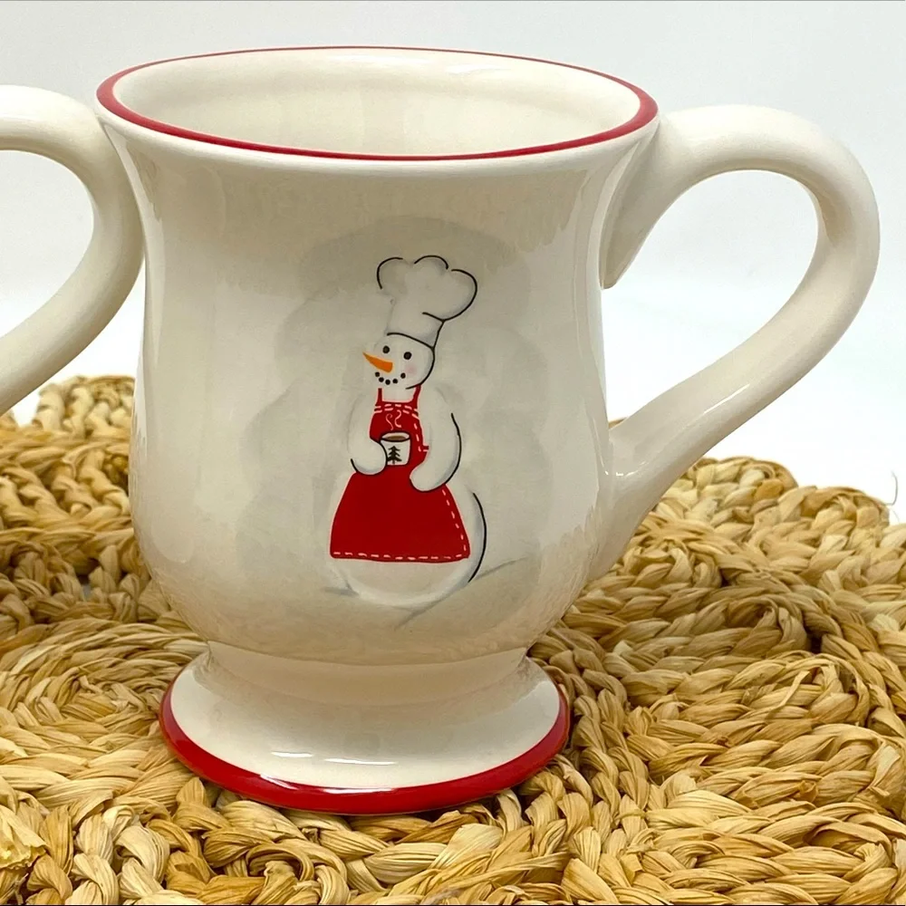 Williams-Sonoma Snowman Chef Mugs 12 oz